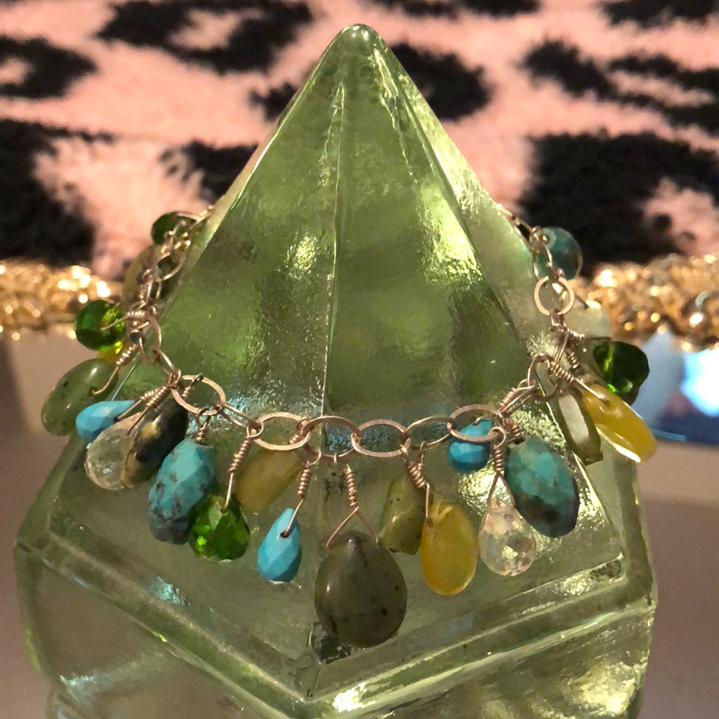 Vintage Facet Turq Chrysoprase Quartz 925 Bracelet 75$